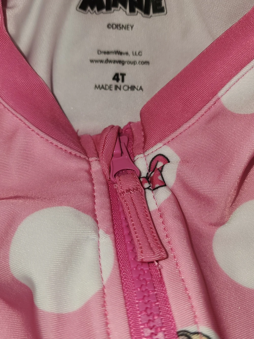 Disney Kids' Pink Minnie Mouse Polka Dot Long-Sleeve Swimsuit Sz 4T NWT